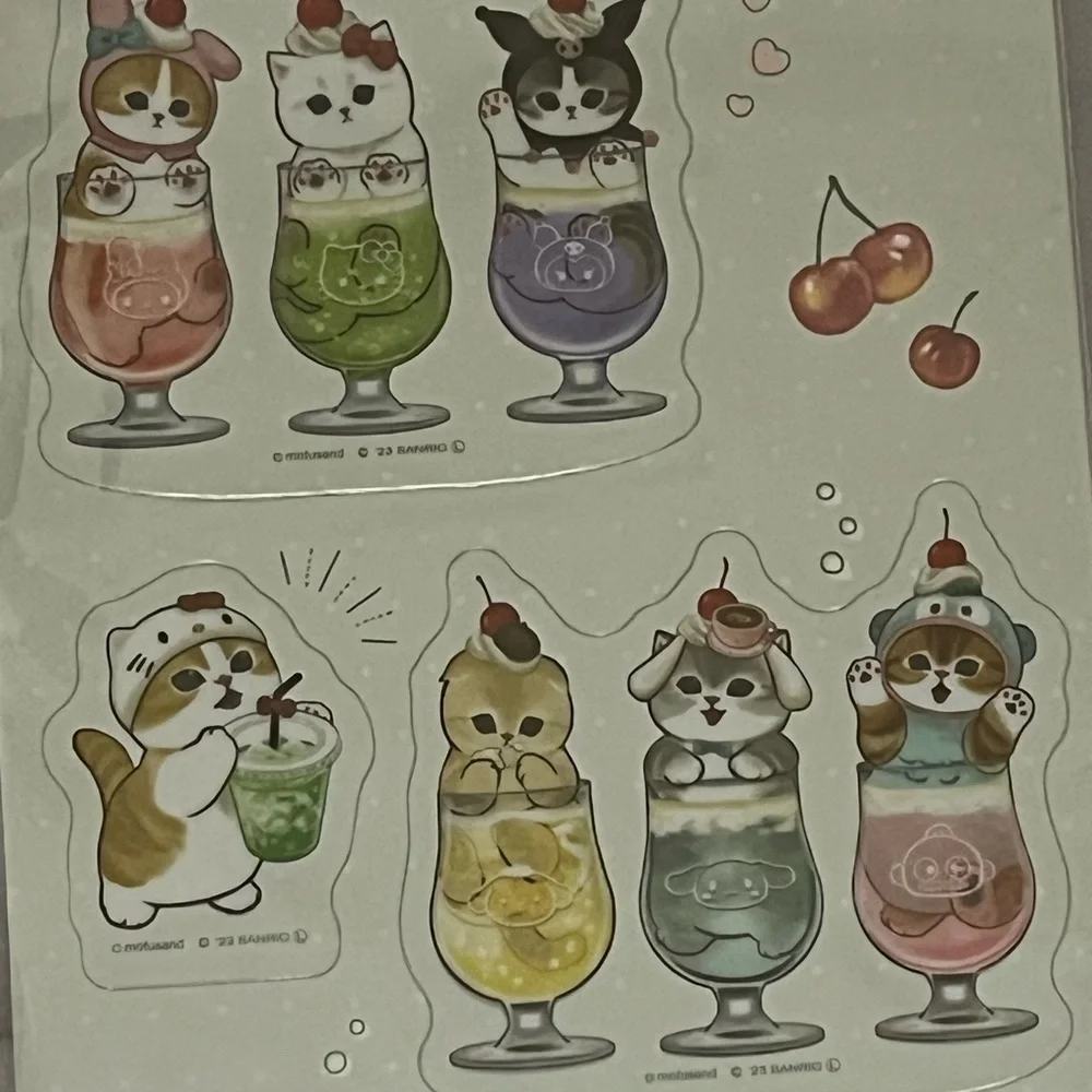 Mofusand/Sanrio Family Big Clear Stickers